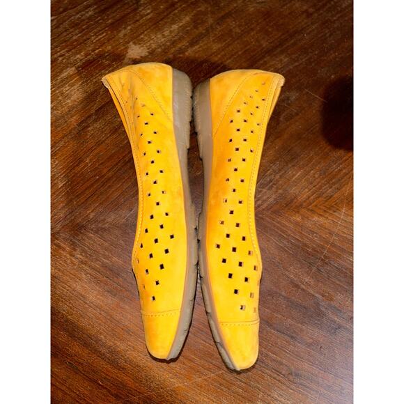 Gabor  Hovercraft  Perforated  Yellow Mango  Suede  Ballet  Flats  7 - Picture 3 of 9